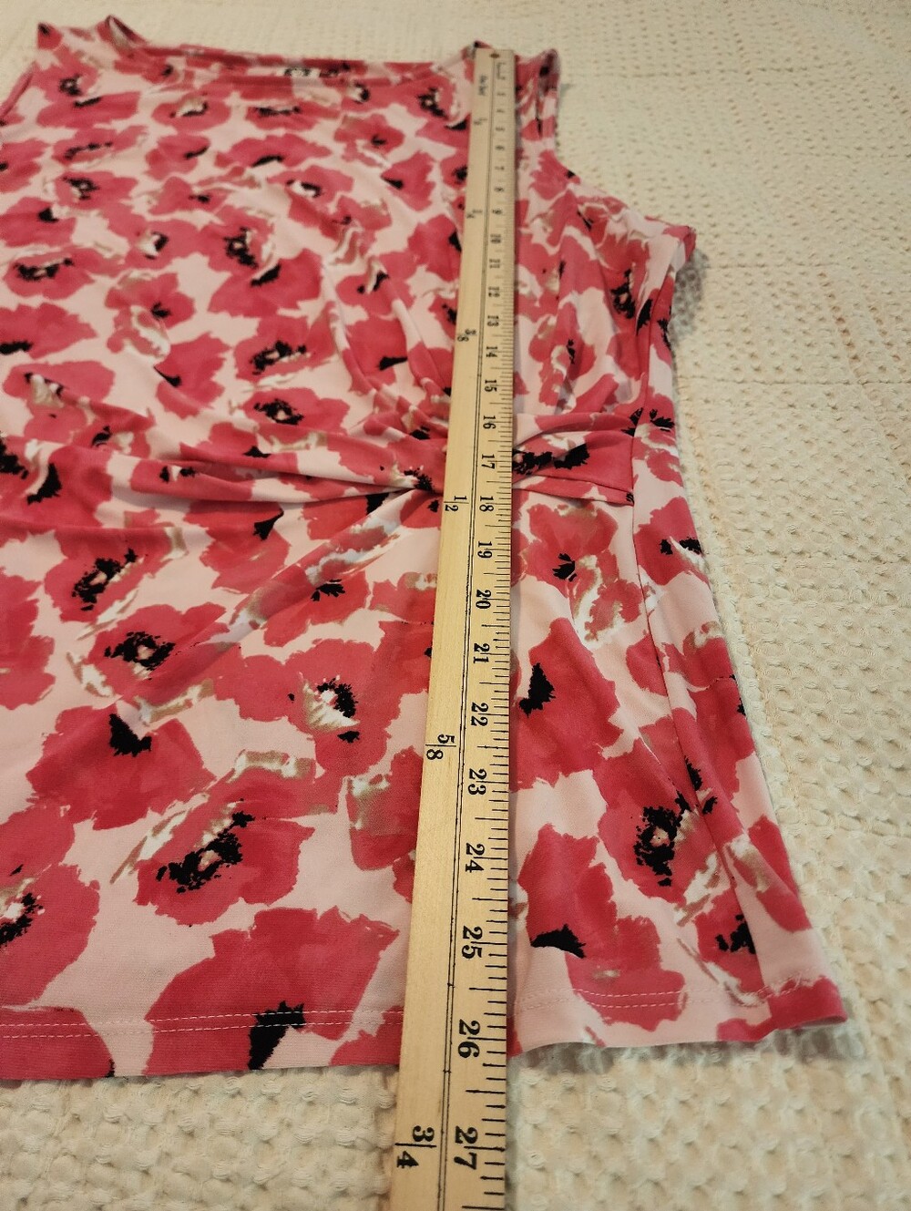 Anne Klein Sleeveless Pink White Floral Gathered Front Top NWT 2X Coastal - Picture 9 of 9